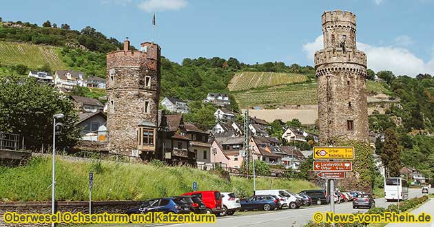 Oberwesel am Rhein mit der begehbaren Stadtmauer.